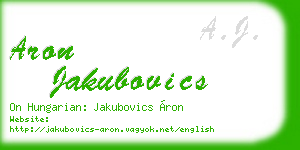 aron jakubovics business card